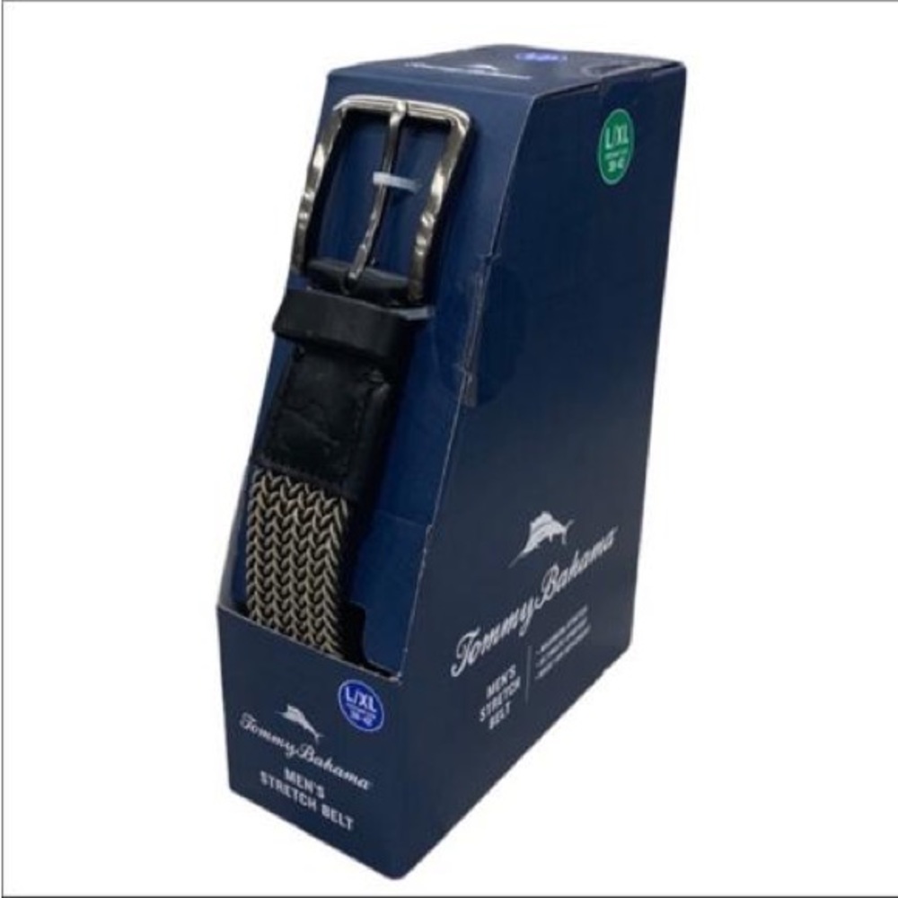 Tommy Bahama Black and Tan Men's Belt